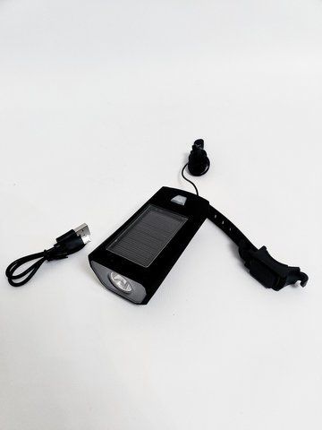 Велосипедный звонок и фара FY-316-XPE солнечная батарея Waterproof ЗУ mircoUSB 1671400052 фото